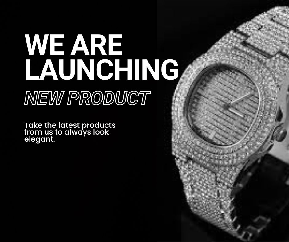 Black and White Modern Launching New Product Watch Facebook Post